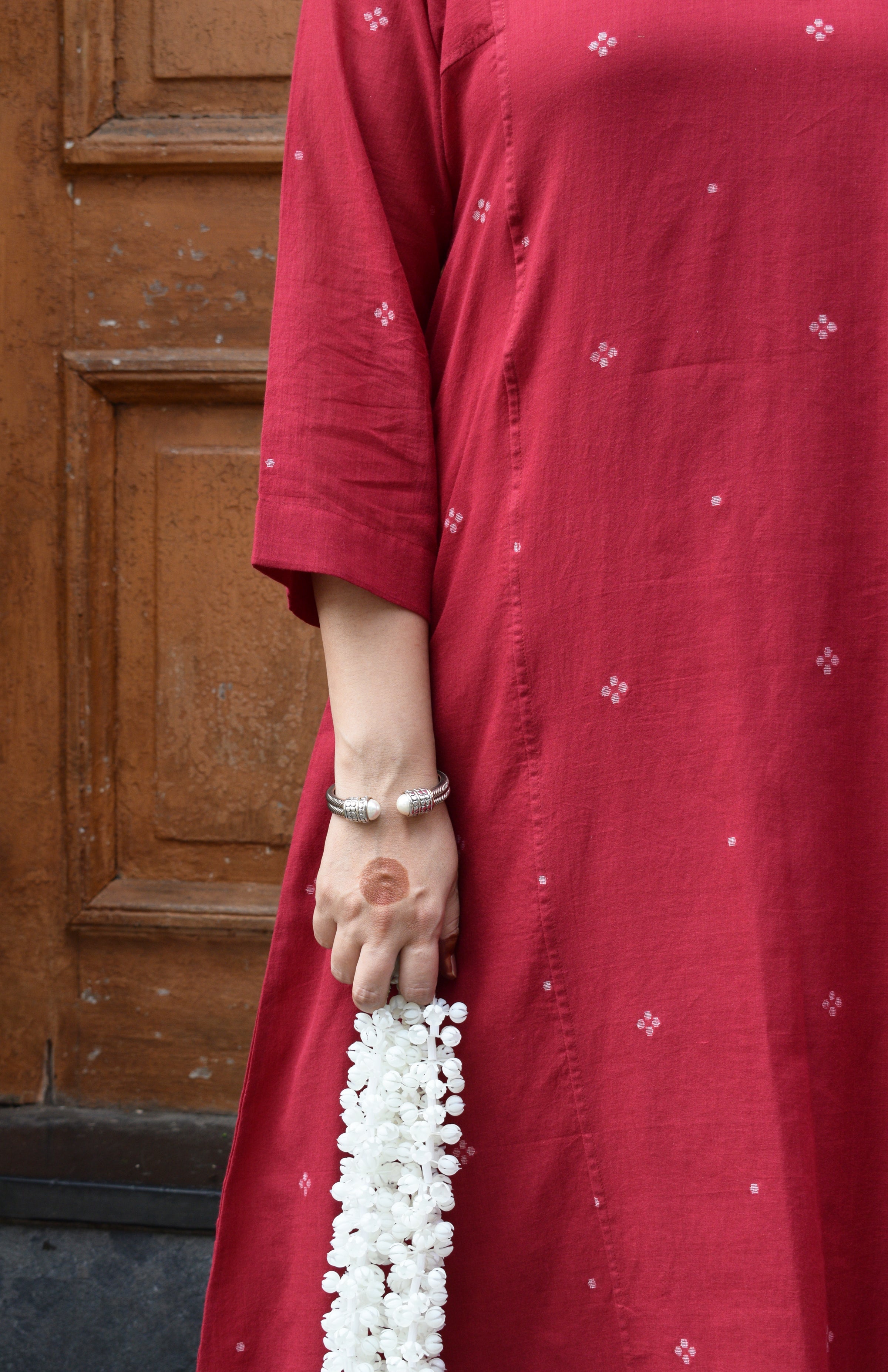 Maroon Jamdani Phiran