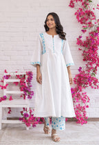 WHITE HAND BLOCK KHADDI PRINTED COORD SET