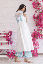 WHITE HAND BLOCK KHADDI PRINTED COORD SET