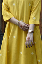 Yellow Jamdani A Line Kurta